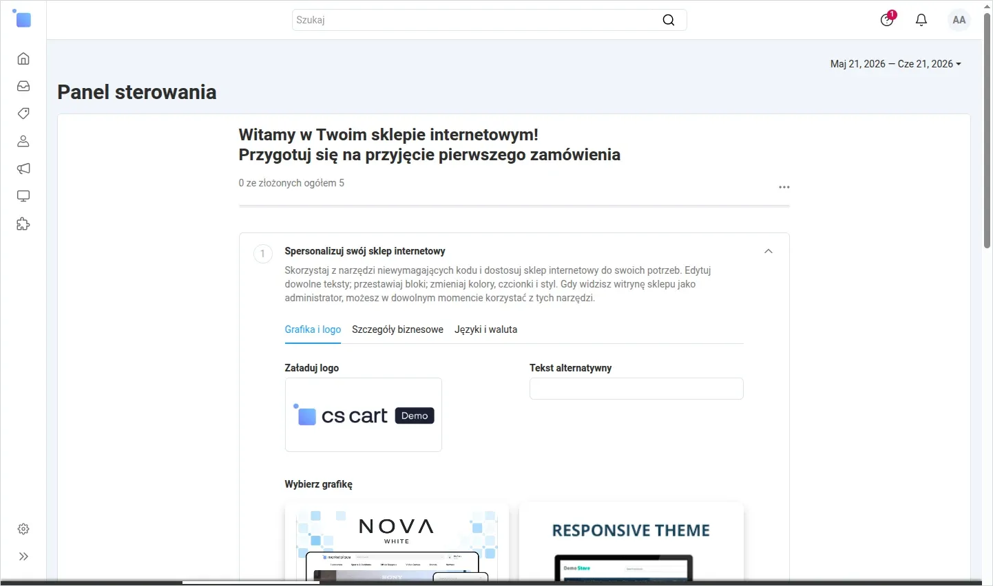 Panel ze zwiniętym menu do paska ikon
